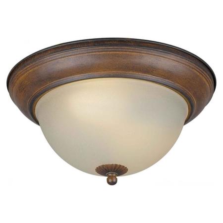 FORTE Two Light Rustic Sienna Shaded Umber Glass Bowl Flush Mount 20008-02-41
